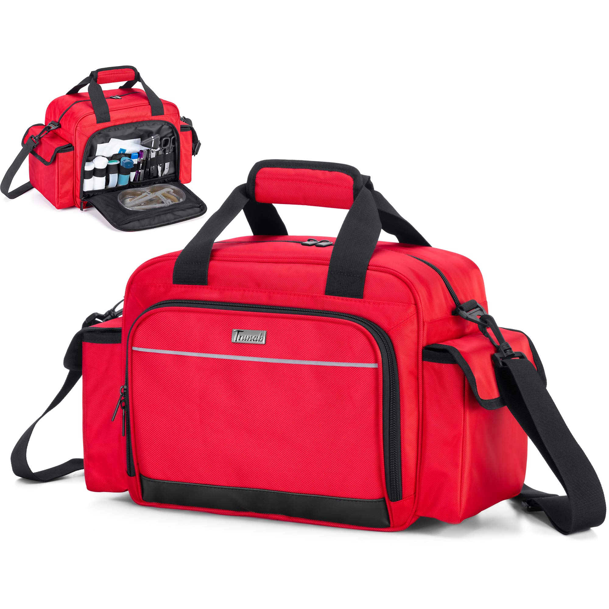 Trunab Medical Bag Empty, Home Health Nurse Bag, Portable Medical Supplies Shoulder Bag for Hospice, Home Visit, Nursing Students, Doctors, Bag Only, Red - Patented Design