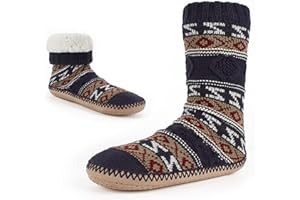 Cozylook Mens Slipper Socks Fleece Lined Non-slip Soles, Winter Soft Thick Cozy Home Boots, Warm Fuzzy House Shoes Indoor