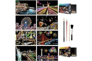 Scratch Painting & Sketch Art Paper A4 for Adults, Rainbow Scratch Art for Adults Night View Art&Craft, For individuals 14 ye
