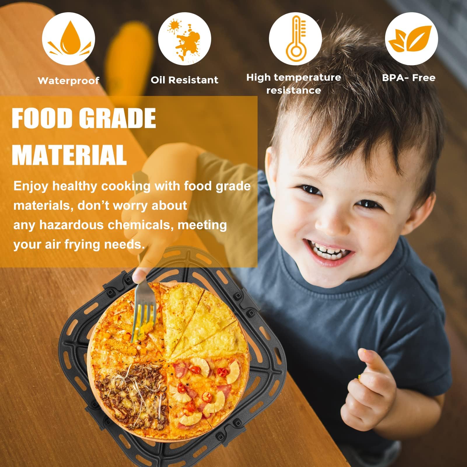 GWY Air Fryer Grill Pan for COSORI Air Fryer Pro LE 5 Qt, Non-Stick 8.3’’*8.3’’ Air Fryer Rack Replacement Parts Accessories Grill Plate Crisper Plate Tray with Rubber Bumpers, Dishwasher Safe