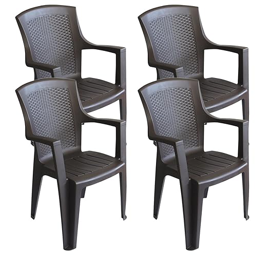 Amazon.de: 4 Stück Stapelstuhl Rattan Look Gartenstuhl Gartensessel