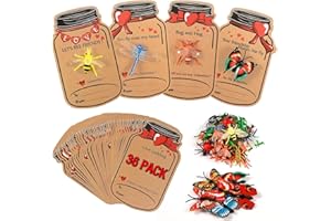 CATNEE Valentines Day Cards for Kids - 36 Pack Love Bug Valentine Day Gifts for Kids & 12 Different Toy Bugs - Kids Valentines Day Cards Greeting Cards for Kids Classroom School Gifts Exchange Party Favors