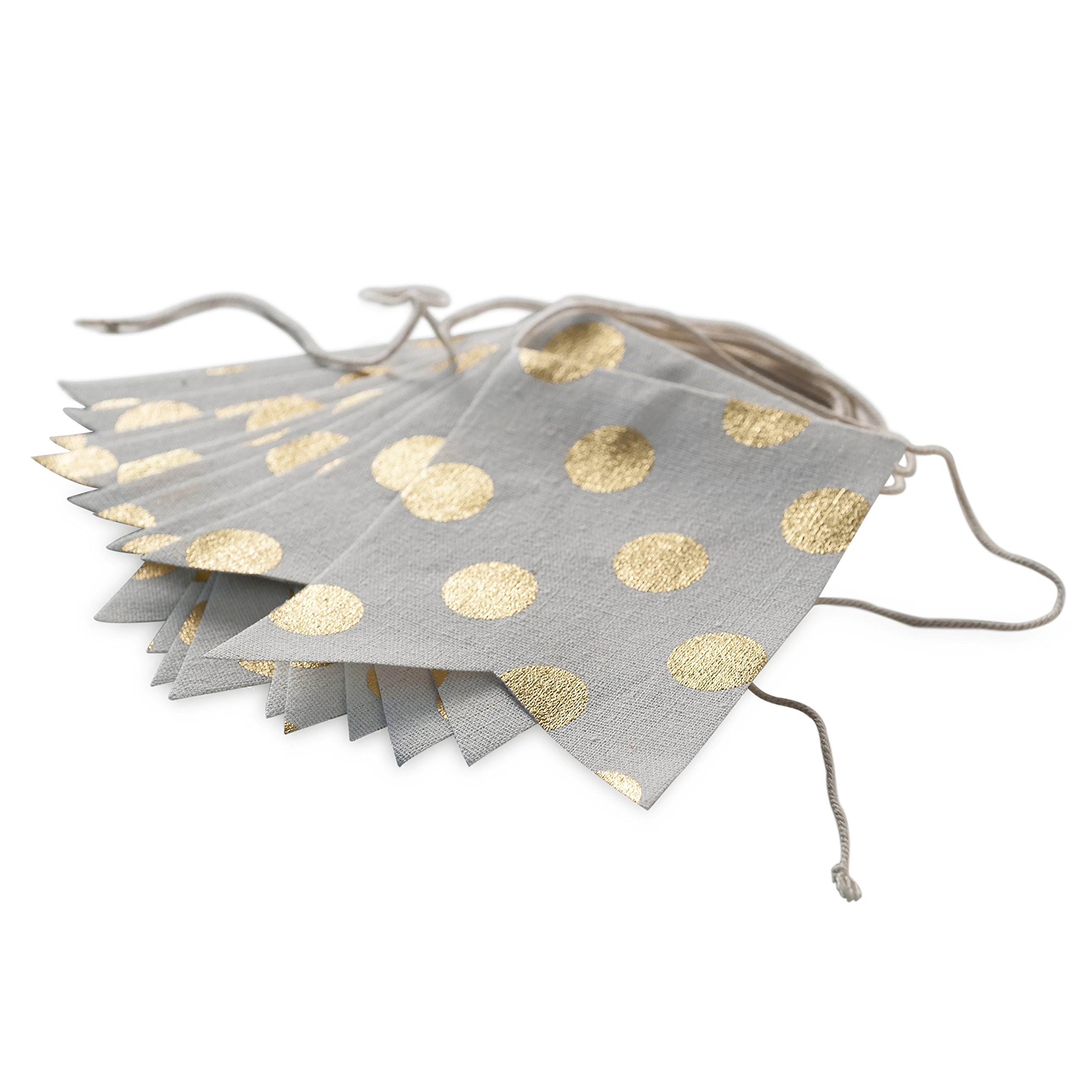 Mopec Garland Topos Dorados, Fabric, Ivory, 3 X 15 X 11 cm, Pack of 2