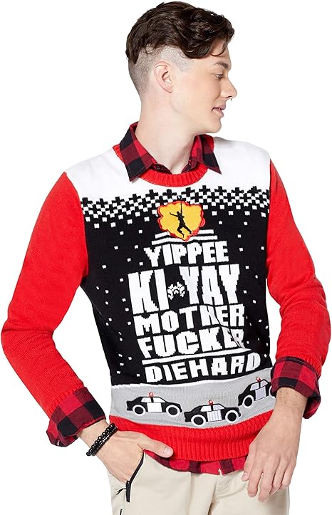 Amazon.com: Yippee Ki-Yay Light Up Ugly Christmas Sweater - Die Hard 