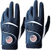 FINGER TEN Golf Gloves Men Colorful 2 Pack for Left Right Handed Golfer, Comfortable Gloves with Ball Marker for Serious Performance, Fit Size Small Medium ML Large XL