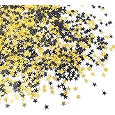 Star Confetti Shiny Black and Gold Table Confetti for Retirement Party Graduation Decorations Anniversary DIY Crafts 50g (About 4100 Pcs)