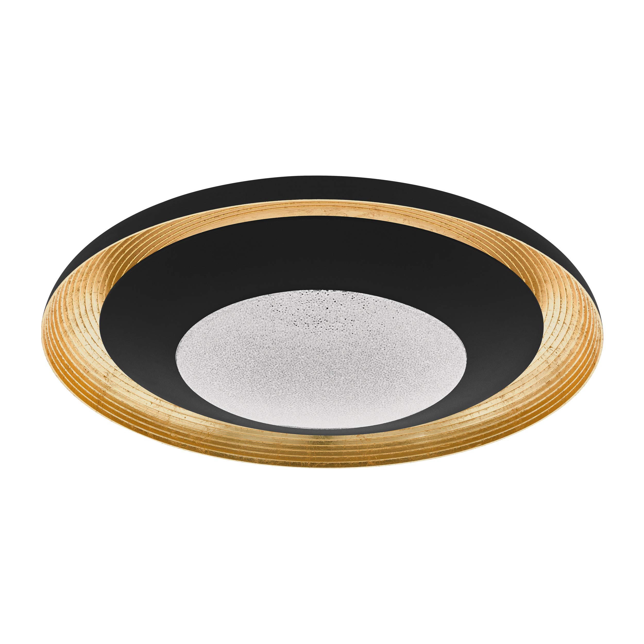 EGLO Canicosa 2 LED Ceiling Light 2-Bulb Wall Lamp Ceiling Light Made of Impact Metal Plastic in Black, Gold with Remote Control, Colour Temperature Change (Warm - Cold), Night Light, Dimmable, Diameter 76.5 cm