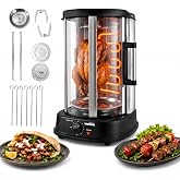 WantJoin Professional Vertical Rotating Shawarma Oven - 2-in-1 Electric Rotisserie &amp; Kebab Machine, 360&deg; Rotation, 7 Stainless Steel Skewers, 60-Min Timer, ETL Certified, Heat-Resistant Door, 1500W