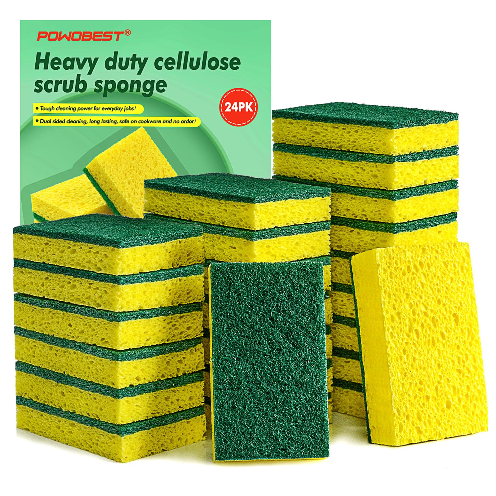 Photo 1 of 24 Pack Multi-Purpose Sponge Pads,Heavy Duty Cleaning Sponge, Used to Clean Bathrooms,Bathtubs,Tiles,Kitchen,Pots,Bowls,Walls a Good Helper for Home Cleaning
