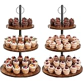 Limengya Wooden Cupcake Stand 2 Pack, Large Cupcake Tower Stand for 50 Cupcakes, 3 Tiered Wooden Serving Trays Stand, Soporte Para Cupcakes, Dessert Table Display