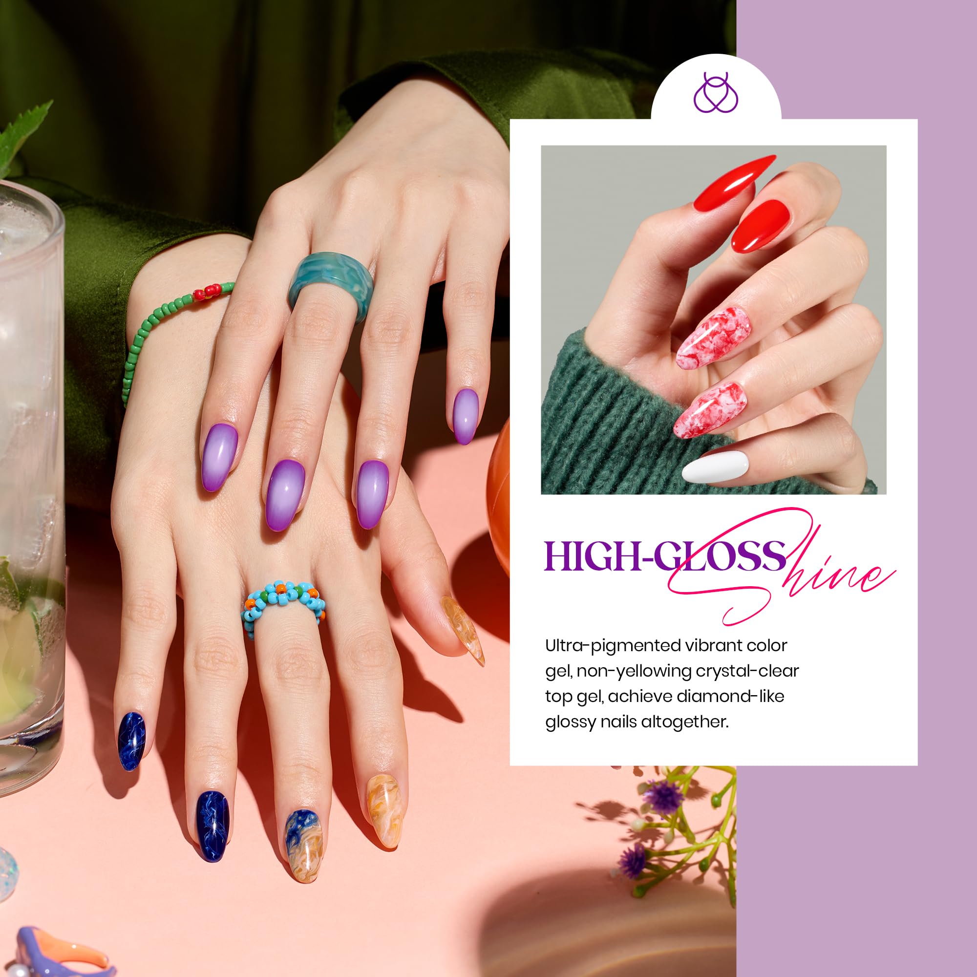 Beetles Gel Nail Polish Set 36 PCS Spring Summer Pastel 32 Colors with Base Top Coat Pink Green Blue Purple Black White Burgundy Red - Image 4