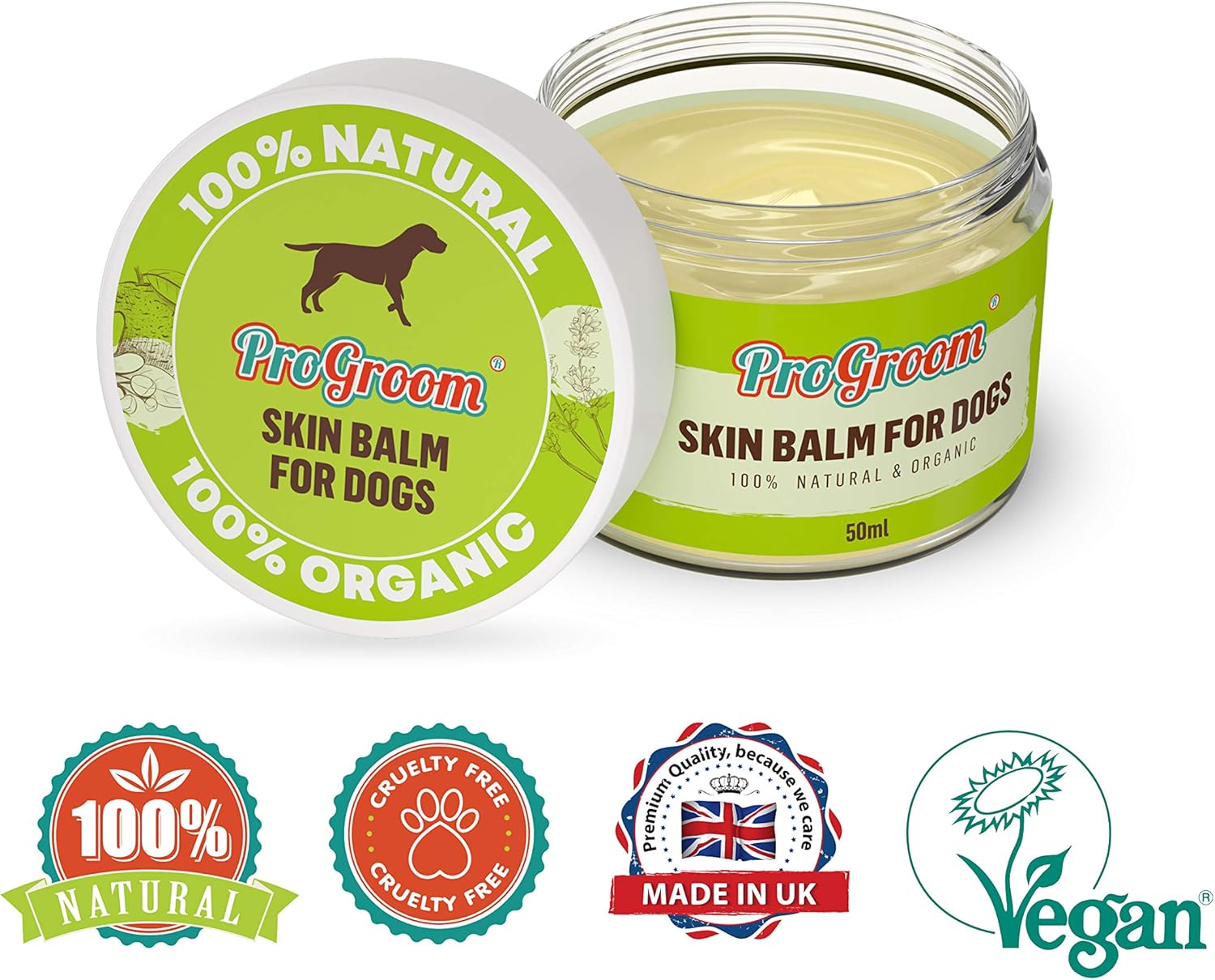 progroom Dog Skin Balm for Itchy Skin Relief Natural and Organic Antiseptic Allergy Treatment