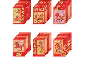 36pcs Chinese New Year Horse Envelopes, Short 11.5x8.1cm/4.53x3.19 Inch Festive Horse Red Envelopes for Chinese Lunar New Yea