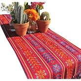 Del Mex Woven Rebozo Style Mexican Table Runner Scarf (Red)