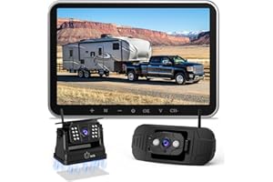 WZBB 8-Inch Wireless Backup Camera for Trailers: Dual 1080P HD Night Vision Rear View Camera Easy Install - Magnetic Solar Powerd Reversing Camera for Furrion RVs, Trucks