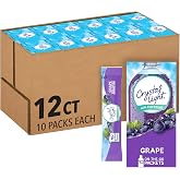 Crystal Light Drink Mix with Caffeine, 120 Packets Grape, 0.11 oz each | for Convenient On-the-Go Flavorful Hydration Zero Sugar