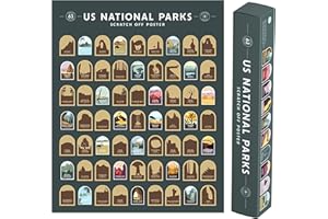 Enno Vatti US National Parks Scratch Off Poster - Map of 63 National Parks of the United States - Travel Bucket List - Gift for Travelers - Road Trip Adventure Checklist - Pop Chart - 16" x 20"