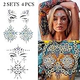 Body Tattoo Sticker, Fascigirl 4 Bohemian Rhinestone Crystal Mermaid Tears Stick
