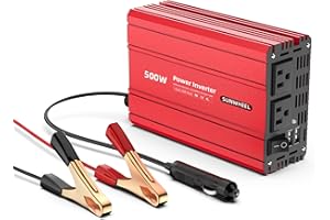 SUNWHEEL 500W Power Inverter DC 12V to 110V AC Car Inverter with 2 x 3.1A USB Ports and Dual AC Outlet, Equipped with 1 Cigar