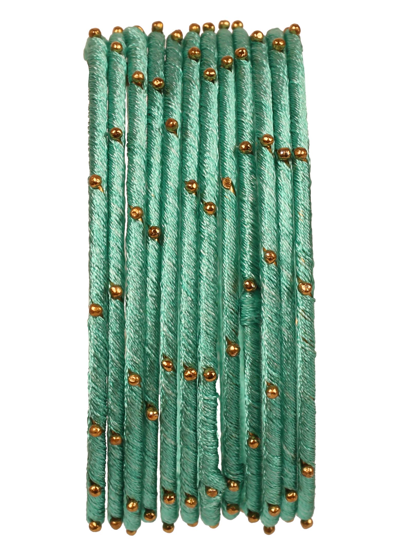 Touchstone New Silk Thread Bangle Collection Indian Bollywood Handcrafted Faux Silk Thread with Golden Beads Exotic Passionate Purple Designer Bangle Bracelets Set of 12 for Women.