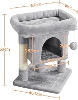 Yaheetech 59cm Basic Cat Tree Tower with Perches Condo and Ball view 3