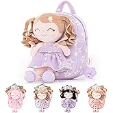 Gloveleya 3.5L Curly Hair Plush Figures Dress Backpack - Purple Star, 9 inches, 3.5 liters