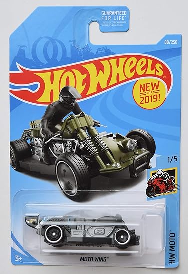 HOT Wheels 2019 1:64 Scale Moto 1/5, Dark Green/Silver Moto Wing 88/250