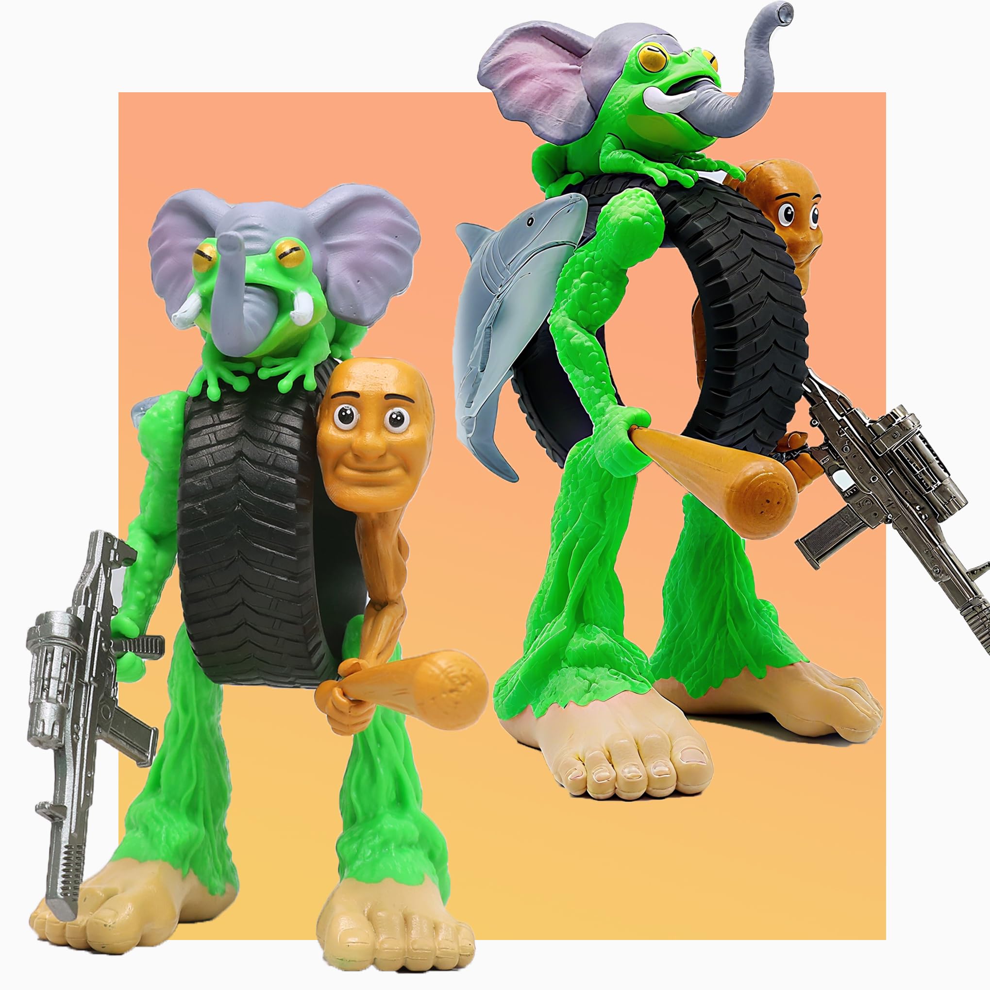 Photo 1 of Eanjia SUTURED Version Mix Italian Brainrot Toy Figures 7in Animals Tung Tung Tung Sahur Figurine Elephant Crocodilo for Cake Toppers Birthday Gifts 3D Collectible Toy Gifts for Fans (Style C)