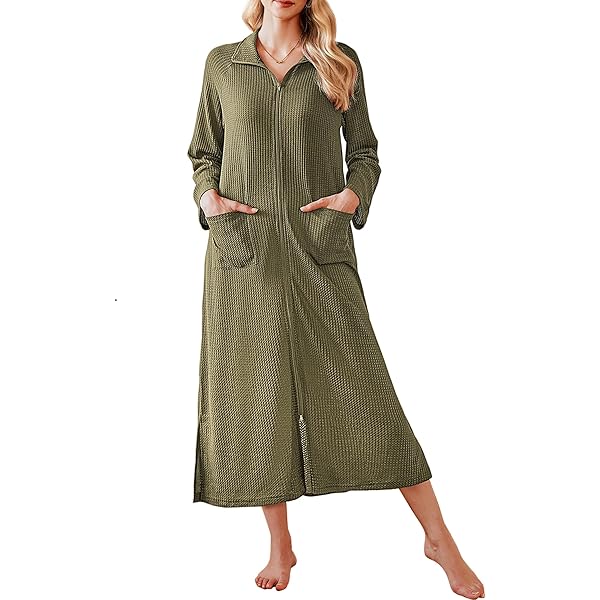 Amazon Womens Fleece Robe With Zipper Zipper Housecoats For Women