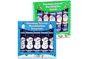 SNACKIVORE Melsters Chocolate Covered Marshmallow Candy Santa and Snowman Variety 2 Pack. Christmas Chocolate Santa Claus Chocolate Marshmallow Candy, Chocolate Santas Foil Wrapped, Marshmallow Snowmen