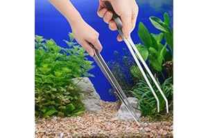 2PCS Long Aquarium Tweezers – 10.6 Inch Straight and Curved Stainless Steel Feeding Tongs for Reptiles, Fish Tanks, and Terra