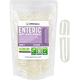 XPRS Nutra Size 1 Empty Capsules - 500 Count Clear Enteric Coated Empty Gelatin Capsules - Delayed Release Pills - DIY Capsule Filling - Pure Bovine Empty Enteric Gel Caps