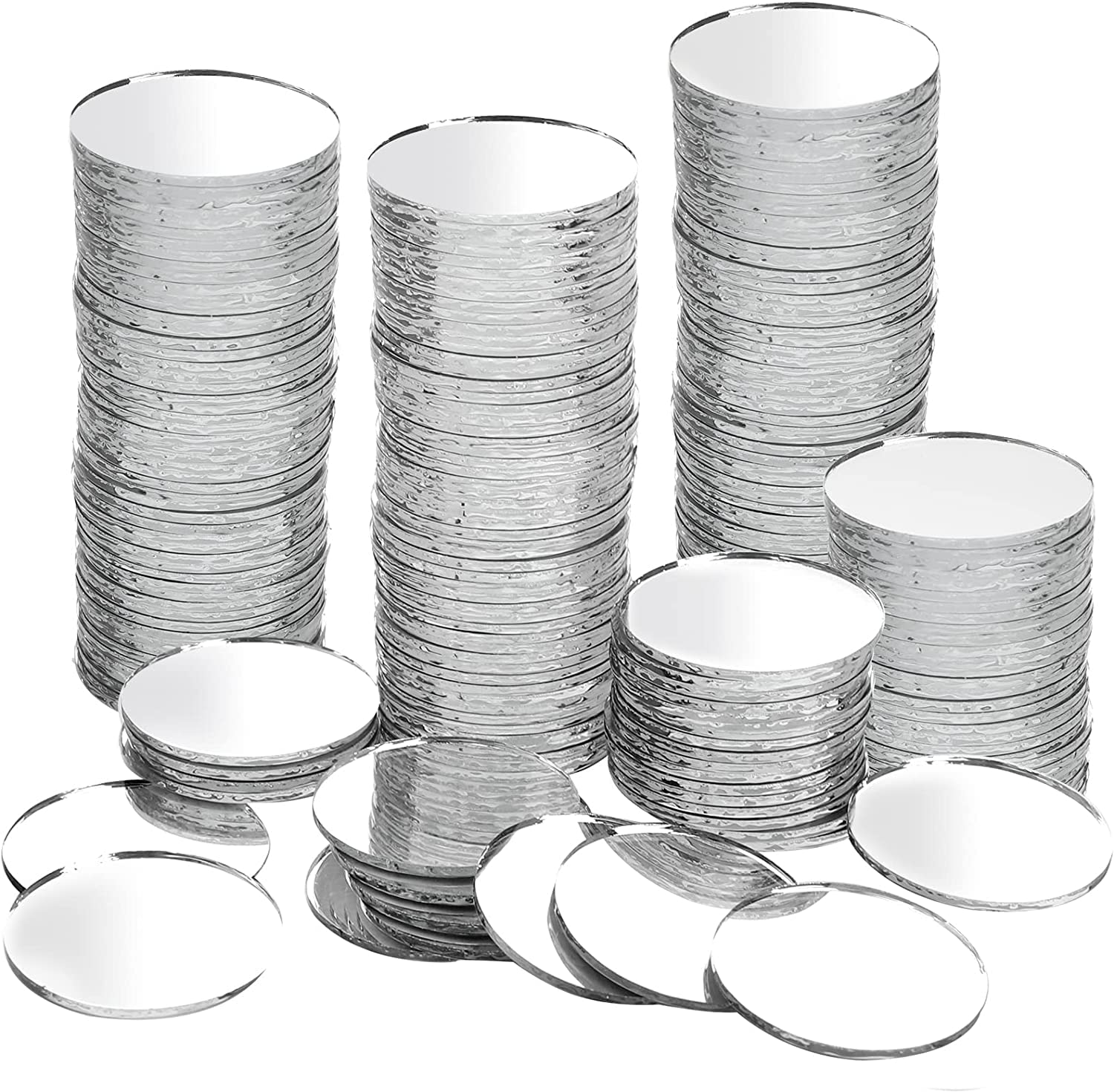 YOUEON 200pcs Small Round Glass Mirrors, 1 Inch Round Mirror for Cafts, Mini Circle Mosaic Mirror Tiles for DIY Projects, Traveling, Framing, Decoration