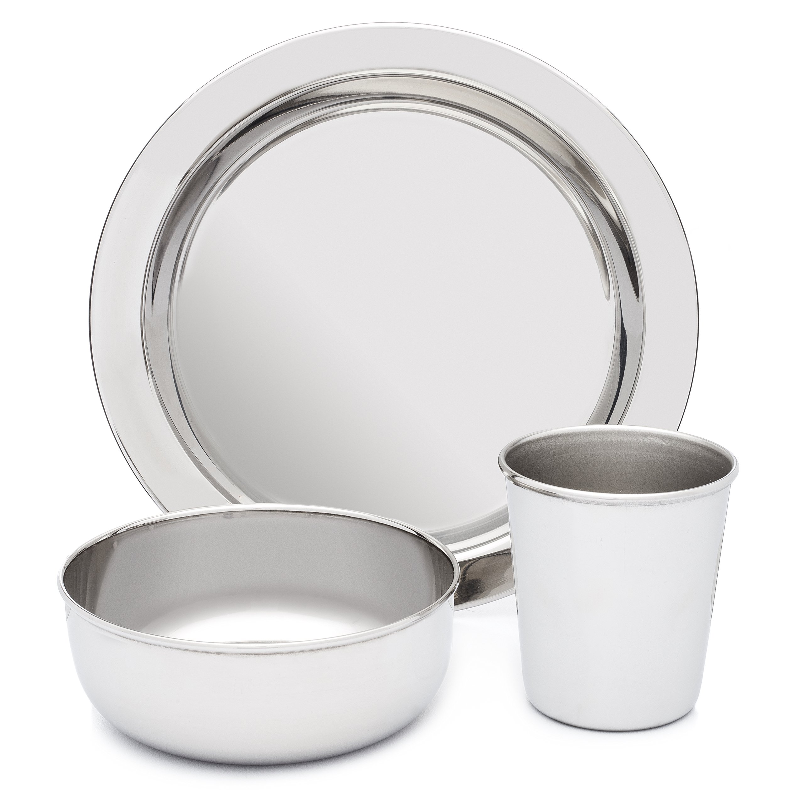 Stainless Steel Dish Set for Kids, with Plate, Bowl, and Cup - BPA Free - by HumanCentric