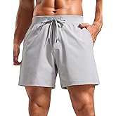CRZ YOGA Mens Texture Training Shorts 5" - Side Split Quick Dry Lightweight for Workout Running with Zipper Pocket