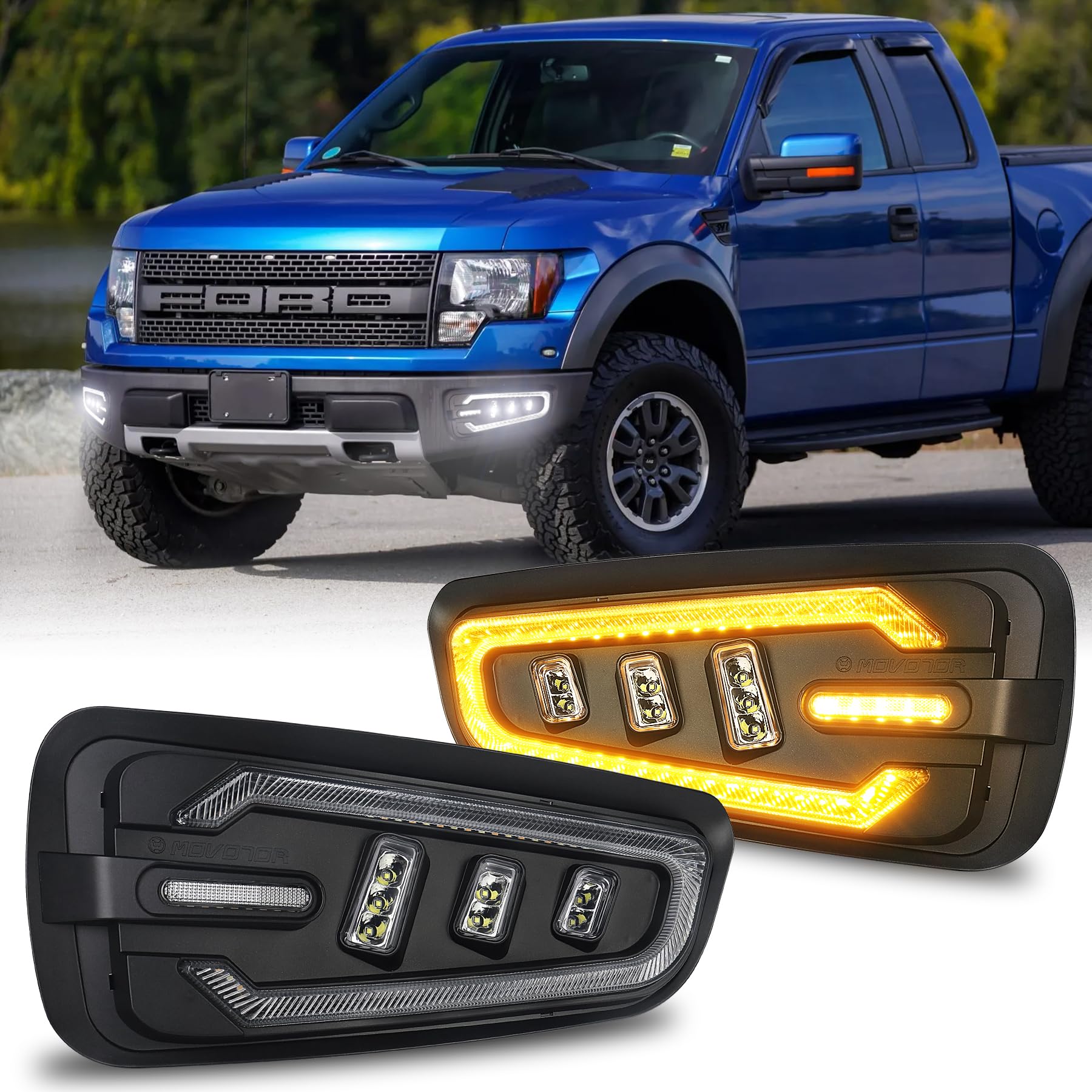 Mua LED Fog Lights with White DRL Amber Turn Signal Bumper Fog Driving ...