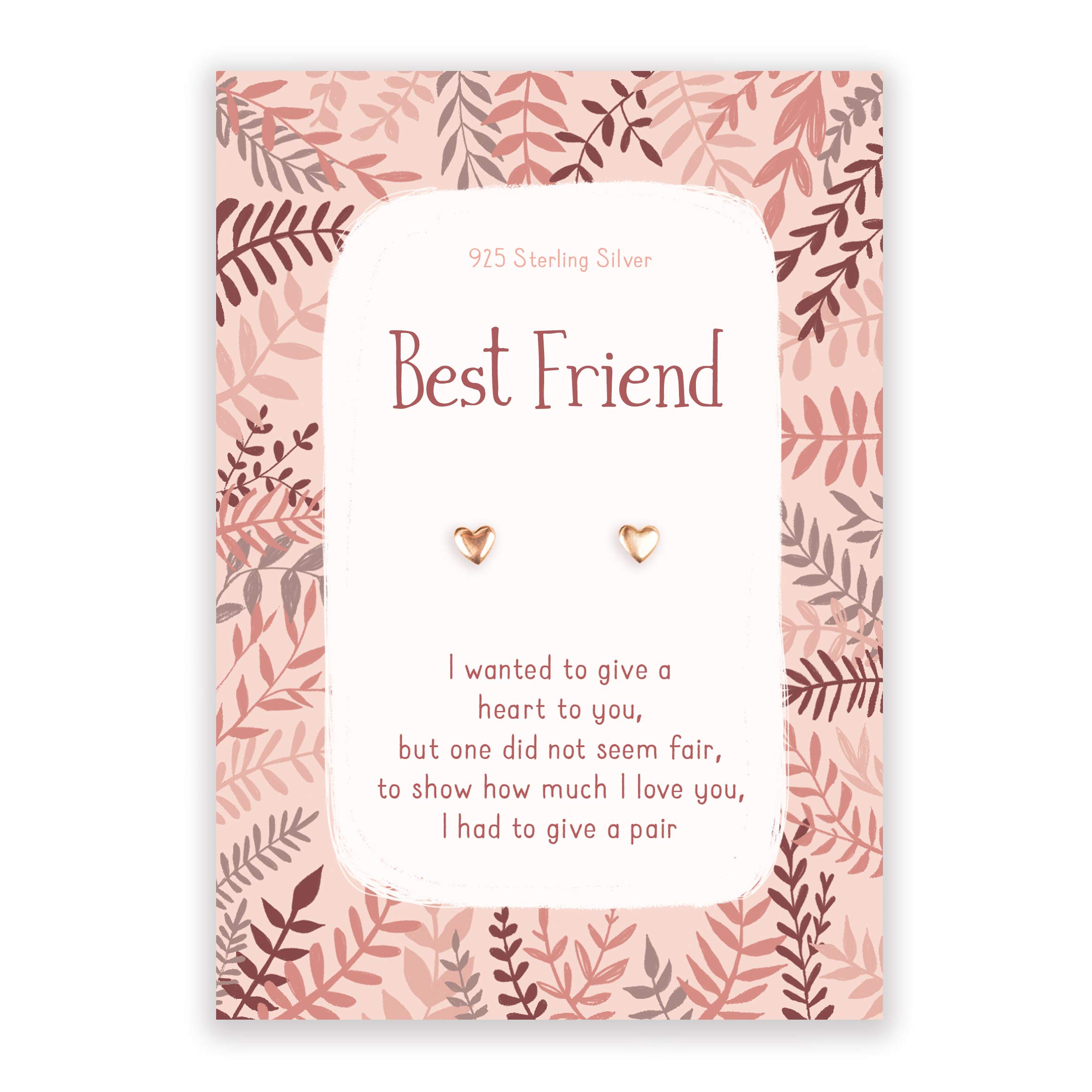 Rose gold heart stud earrings for Best Friend | sentimental inspirational gift for cheer up women | present birthday or christmas uk | her girls woman