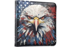 JIPONI Eagle with Patriotic Star Large Photo Album, DIY Leather Cover Scrapbook Albums for 4x6 5x7 6x8 Pictures, Self Adhesive Memory Book for Wedding, Baby, Family