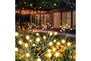 YIQU 8-Pack Solar Garden Lights (Upgraded Long Lasting), 64 LED Firefly Solar Lights for Outside, Waterproof Swaying Solar Powered Yard Lights for Patio Garden Decor Pathway Xmas Decoration (Warm White)