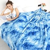 Blue Throw Blanket, Soft Plush Flannel Fleece Blanket for Couch Sofa Bed, Cozy Warm Soft Throw Blanket for Bedroom Living Room, Luxury Decorative Blanket, Birthday Gifts for Women