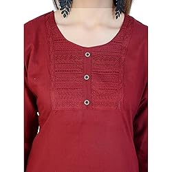 Chichi Indian Women's Plain Cotton Kurti Maroon