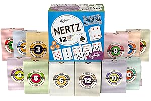 Regal Games Nertz & Solitaire Playing Cards, 12 Multi-Colored Poker Decks 2.5" x 3.5", 310 GSM Linen Finish, Durable Casino Quality for Poker, Blackjack, Rummy & Family Game Night for Kids & Adults