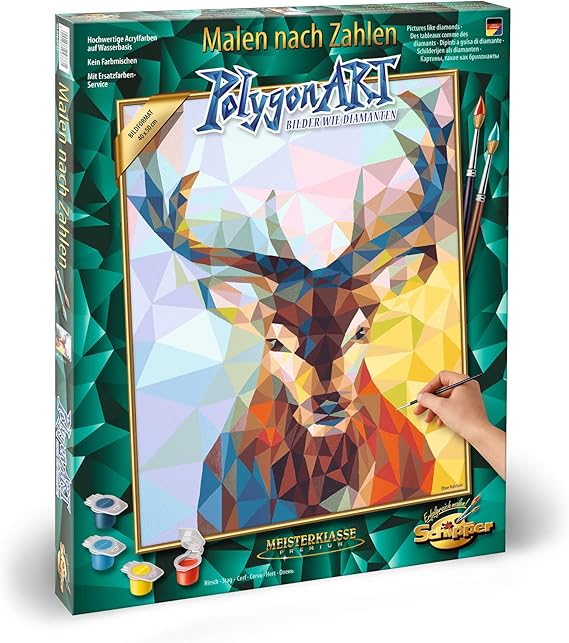 Schipper 609460737 Malen Nach Zahlen Polygon Art Hirsch Bilder Malen Fur Erwachsene Inklusive Pinsel Und Acrylfarben 40 X 50 Cm Amazon De Spielzeug