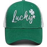 St Patricks Day Trucker Hat for Men, St Patricks Day Adjustable Washable Green Shamrock Baseball Cap
