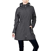 33,000ft Women's Waterproof Softshell Long Rain Jacket with Hood Fleece Lined Windproof Windbreaker