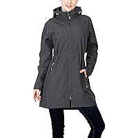 33,000ft Women's Softshell Long Jacket with Hood Fleece Lined Windproof Warm up Waterproof Windbreaker