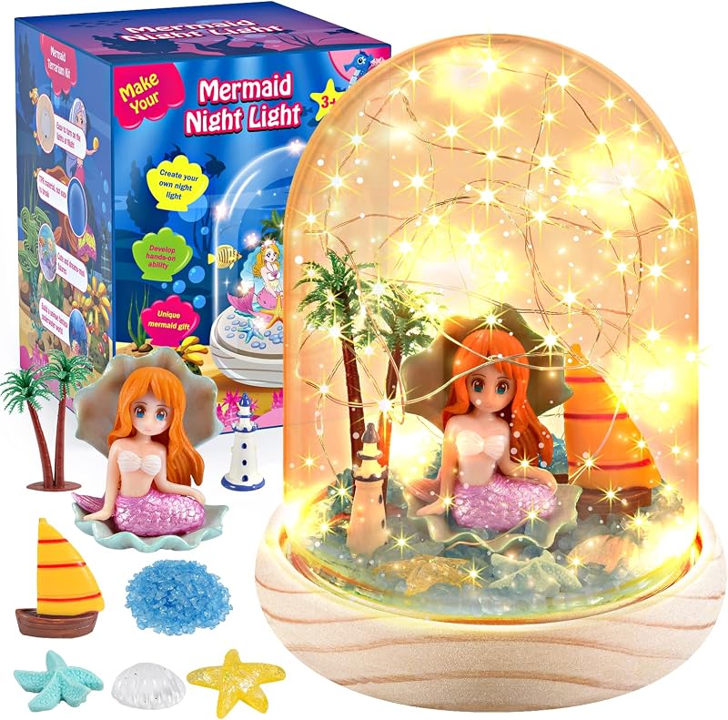 Dislocati Mermaid Night Light for Kids 3-8 Arts and Crafts Gift Box