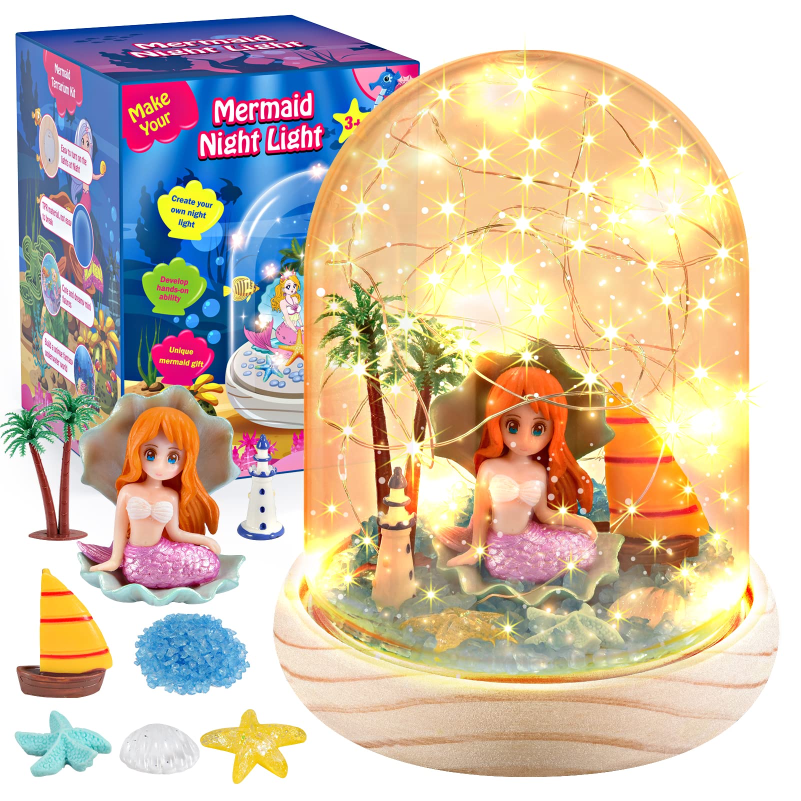 Dislocati 3-9 Year Old Girl Gifts, Mermaid Toys Gifts for Girl Arts and Crafts for Kids Presents for 3-8 Year Old Girls Night Light Kids Crafts Birthday Gifts for Girls Age 3-8