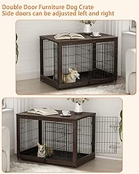 Piskyet Wooden Dog Crate Furniture with Divider