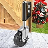 LIBEROLL Heavy Duty Gate Caster, Spring Loaded Gate Wheel, Swivel Caster Wheels for Wooden Gate and Fence 250LBS Load Capacity 4 Inches Rubber Wheel (Black, 1)